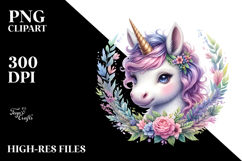 Detailed Watercolor Baby Unicorn, PNG Product Image 2