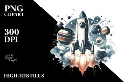 Simple Vintage Rocket PNG Product Image 2