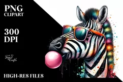 High Detail Zebra Quirky Colorful Clipart Product Image 1