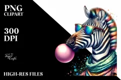 High Detail Zebra Quirky Colorful Clipart Product Image 1