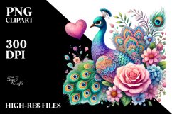 Colorful Adorned Peacock Holding Heart Product Image 2