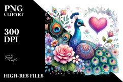 Colorful Adorned Peacock Holding Heart Product Image 2