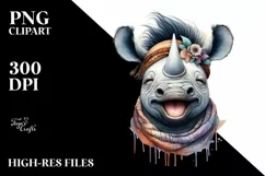 Funny Rhino Tongue Out Clipart Product Image 1