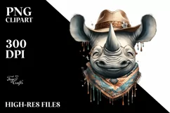 Funny Rhino Tongue Out Clipart Product Image 1