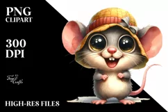 Watercolor Mouse with Goofy Smile | Summer Clipart Product Image 3