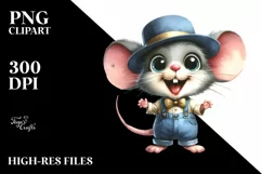 Watercolor Mouse with Goofy Smile | Summer Clipart Product Image 3