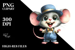 Watercolor Mouse with Goofy Smile | Summer Clipart Product Image 2