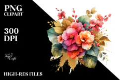 Vibrant Abstract Bouquet with Gold Foil | Sticker Product Image 2