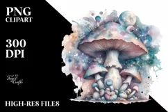 Mystical Celestial Mushroom,Watercolor PNG Product Image 1