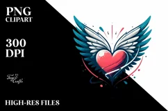 Digital Painting Wings Heart PNG Product Image 2