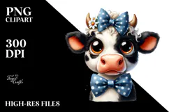 Funny Cow with Bow and Tie, PNG Product Image 2