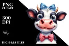 Funny Cow with Bow and Tie, PNG Product Image 2