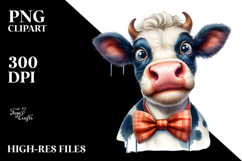 Funny Cow with Bow and Tie, PNG Product Image 2