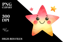 Simple Watercolor Star with Smiling Colors Product Image 2