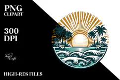 Vintage Tropical Island Sun PNG Product Image 2