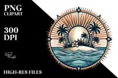 Vintage Tropical Island Sun Clipart PNG Product Image 2