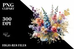 Colorful Foil Delphinium Clipart Design Product Image 1