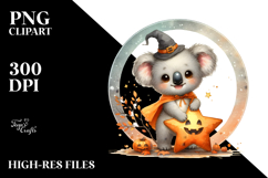 Cute Baby Koala on Star Halloween PNG Product Image 2
