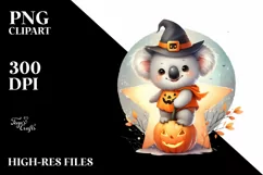 Cute Baby Koala on Star Halloween PNG Product Image 1