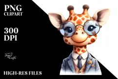 Funny Cute Giraffe Smiling Wearing a Suit and a Retro One Product Image 2