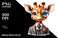 Funny Cute Giraffe Smiling Wearing a Suit and a Retro One Product Image 3