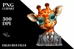 Smiling Giraffe with Retro es | Watercolor Art Product Image 1