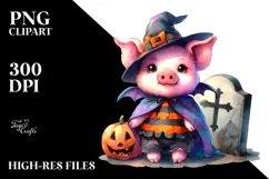 Cute Baby Pig Halloween Clipart Product Image 2