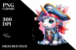 Colorful Baby Unicorn Pirate PNG Product Image 3