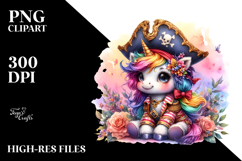 Colorful Unicorn Dressed as Pirate PNG Product Image 2