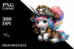 Colorful Baby Unicorn Pirate PNG Product Image 3
