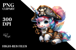 Colorful Baby Unicorn Pirate PNG Product Image 2