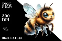 Baby Bee Digital Watercolor PNG Product Image 2