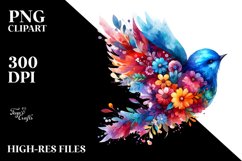 Vibrant Bird Half Flowers Clipart Product Image 3