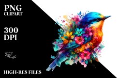 Vibrant Bird Half Flowers Clipart Product Image 1