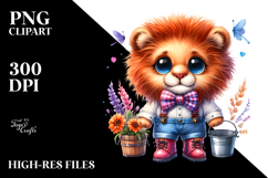 Cute Baby Lion PNG with Big Eyes and Bowtie Product Image 2