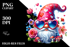 Colorful Valentines Gnome with Heart Shaped Sunglasses, PNG Product Image 2