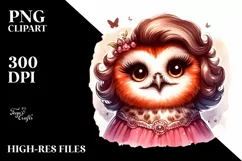Smiling Owl Diva Portrait | Watercolor Art Product Image 1