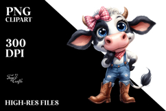 Watercolor Cow Standing with Cowboy Boots Product Image 2