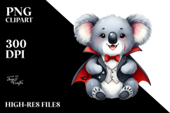 Funny Vampire Koala Baby Watercolor Clipart Product Image 2