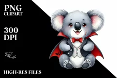 Funny Vampire Koala Baby Watercolor Clipart Product Image 3