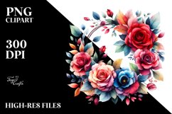 Colorful Abstract Wreath with Red Roses | Sticker Product Image 2