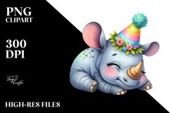 Colorful Baby Rhino | Sublimation | Clipart Product Image 3