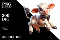 Goofy Baby Calf with Bow Tie PNG Product Image 2