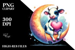 Pastel Cow on Half Moon PNG Product Image 2