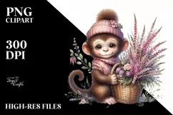 Detailed Whimsical Baby Monkey Heather Clipart Product Image 1