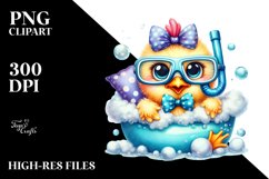 Vibrant Watercolor Goofy Cute Baby Chicken PNG Product Image 2