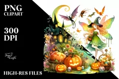 Vibrant Fairy Halloween Scene | Clipart Product Image 1