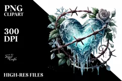 Barbwire Heart, Watercolor PNG Product Image 2