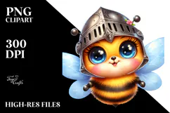 Vibrant Watercolor Smiling Cute Baby Bee Knight's PNG Product Image 2