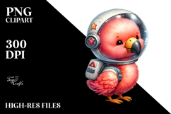 Cute Baby Flamingo with Astronaut Helmet PNG Product Image 2